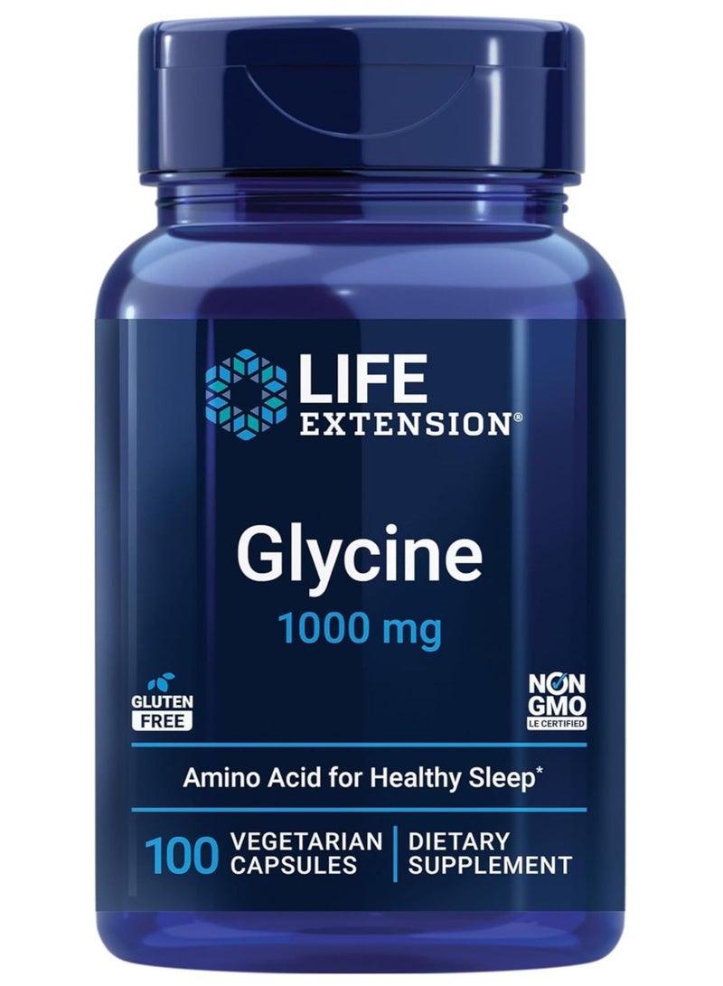 Life Extension Glycine, 1000 mg, Amino Acid That Promotes Healthy Sleep, 100 Capsules - Image 1