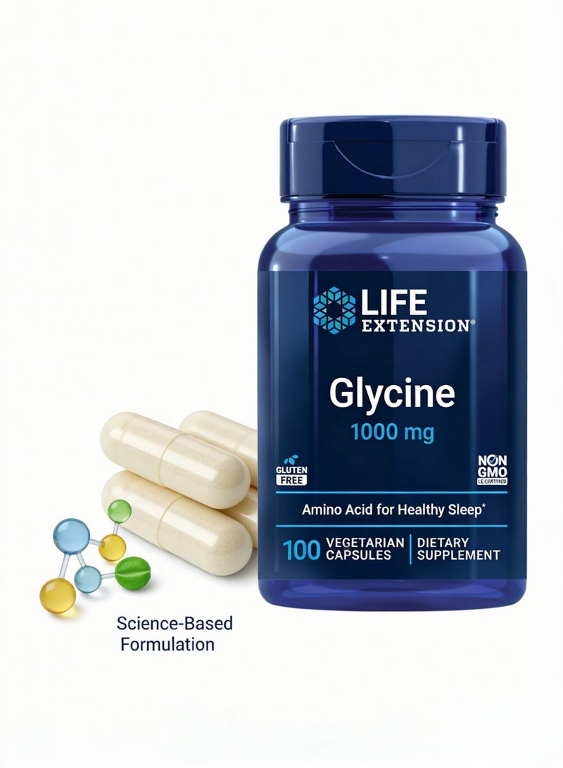 Life Extension Glycine, 1000 mg, Amino Acid That Promotes Healthy Sleep, 100 Capsules - Image 4