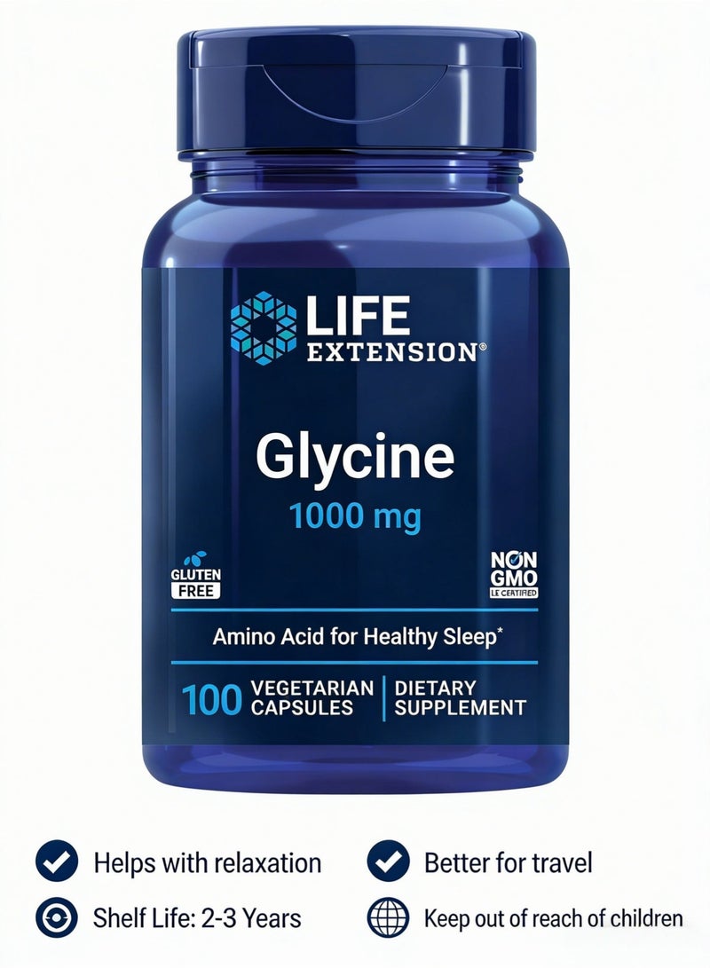 Life Extension Glycine, 1000 mg, Amino Acid That Promotes Healthy Sleep, 100 Capsules - Image 5