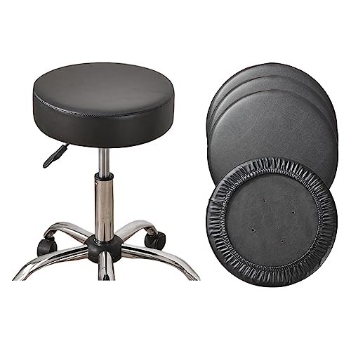 HAOYONG Round Bar Stool Covers Set of 4 Waterproof PU Barstool Seat Covers Stretch Barstool Slipcovers Bar Chair Covers with Non Slip Bottom for 1215 Inch Black Set of 4 - Image 1