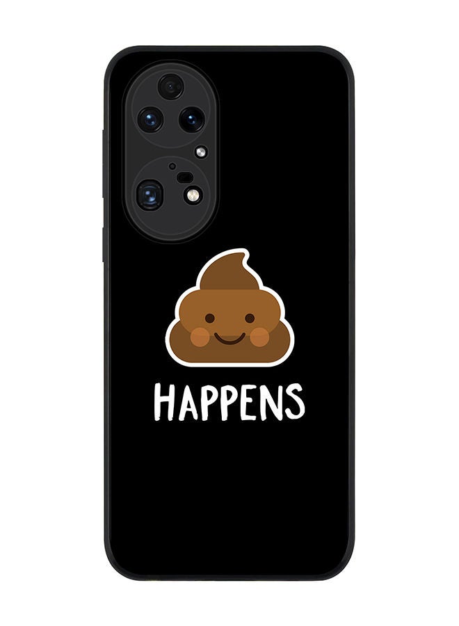 Stylizedd Rugged Black edge case for Huawei P50 Pro Slim fit Soft Case Flexible Rubber Edges Anti Drop TPU Gel Thin Cover - Shit happens - Image 1