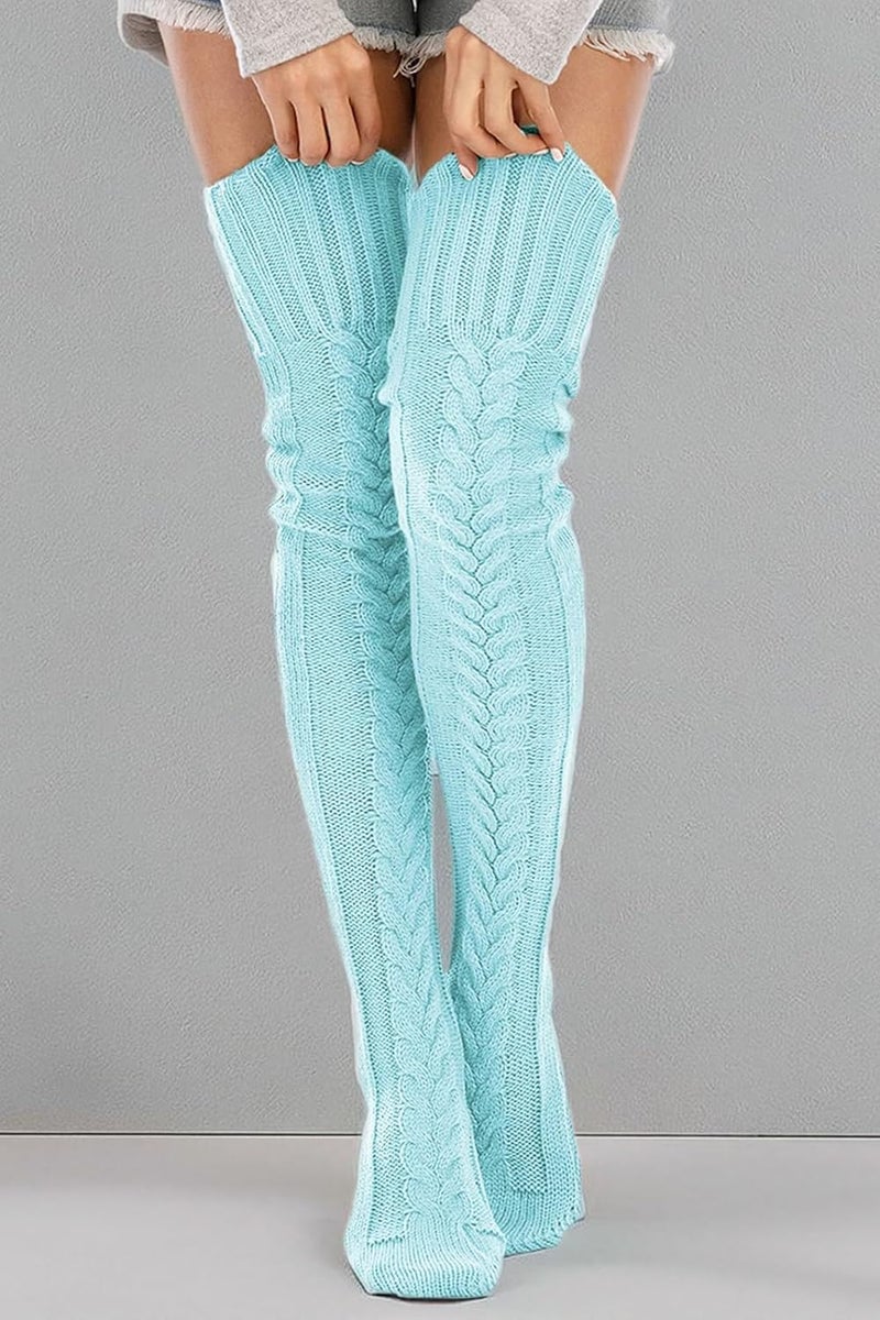 SherryDC Women's Cable Knit Thigh High Socks Winter Boot Stockings Extra Long Over Knee High Leg Warmers - Image 4