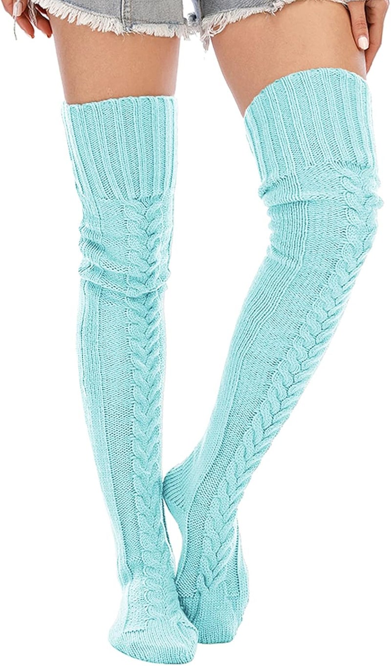 SherryDC Women's Cable Knit Thigh High Socks Winter Boot Stockings Extra Long Over Knee High Leg Warmers - Image 1