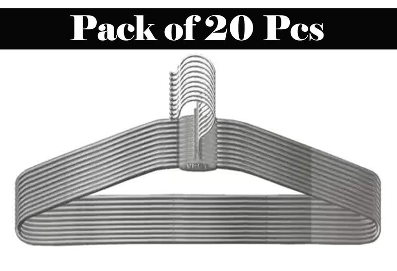 Improvhome Improvhome 20 Pcs Grey Heavy Stainless Steel Cloth Hanger 1 Teddy Key Chain Free  - Image 2