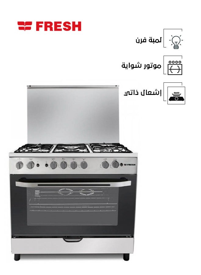 Fresh فرن غاز 5 شعلات جامبو 90×60 ستيل - FSC9060  - Image 1