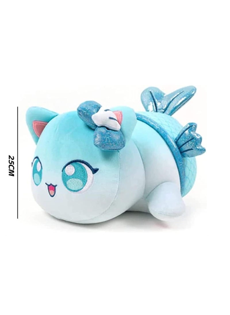 Cute Plush Toy Meemeows Plushies Meemeows Angel and Demon Cat Plushie Cat Food Plushies Cat Mee Meow Anime Cartoon Cat Stuffed Figure Toy Plush Pillow Gift for Fans Kids (Mermaid Cat)  - Image 2