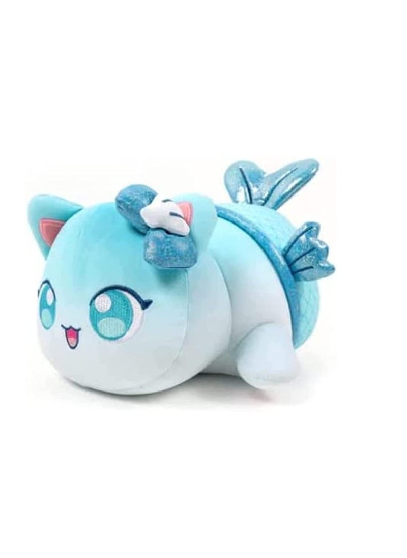 Cute Plush Toy Meemeows Plushies Meemeows Angel and Demon Cat Plushie Cat Food Plushies Cat Mee Meow Anime Cartoon Cat Stuffed Figure Toy Plush Pillow Gift for Fans Kids (Mermaid Cat)  - Image 1