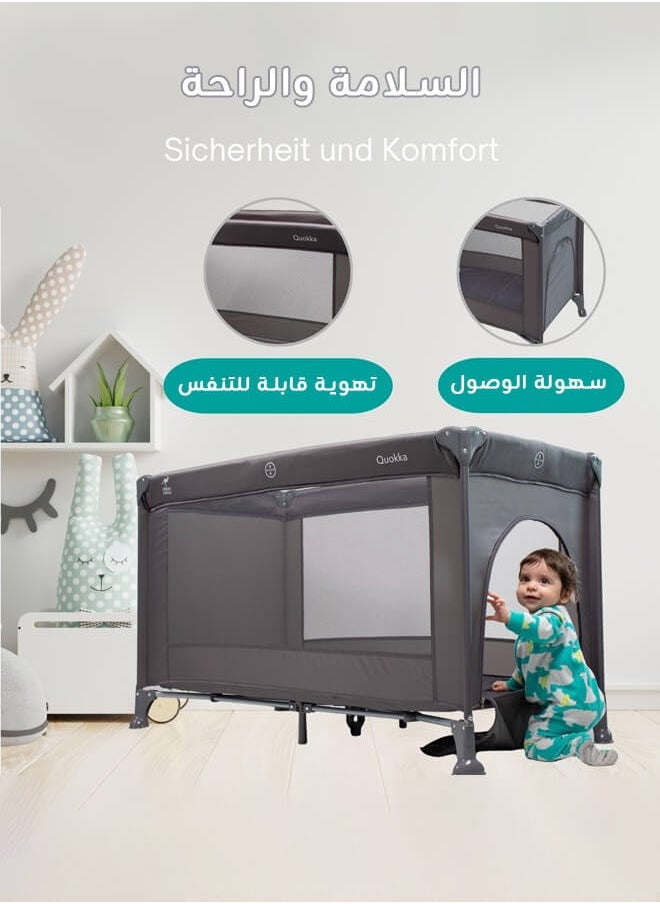 Riolio - Portable Playard in Black with Carrybag an Shoulder Strap, Lightweight, Packable and Easy Setup Baby Playard, Breathable Mesh Sides and Soft Fabric - Comes with a Removable Padded Mat - Image 1