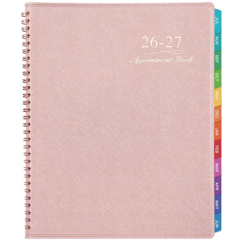 Poluma 2026-2027 Appointment Book/Planner - Weekly Appointment Book 2026-2027, July 2026 - June 2027, 8.26"x 11.4", Daily/Hourly Planner with Tabs, 15 Minutes, Wirebound - Pink - Image 1