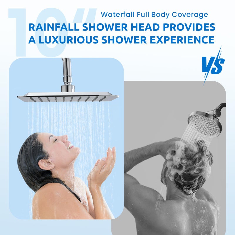 Ryamen Upgraded Dual Shower Heads Combo, 10 inch Filtered Shower Head with Handheld, 3-Way Rain Shower Head with Filters, 7 Settings Handheld Spray, High Pressure, Height Adjustable (Silver) - Image 5