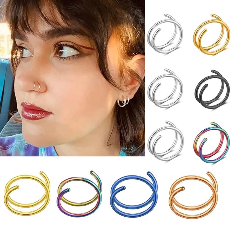 Stainless Steel Double Spiral Spring Nose Ring Piercing Jewelry for Unisex - Image 5