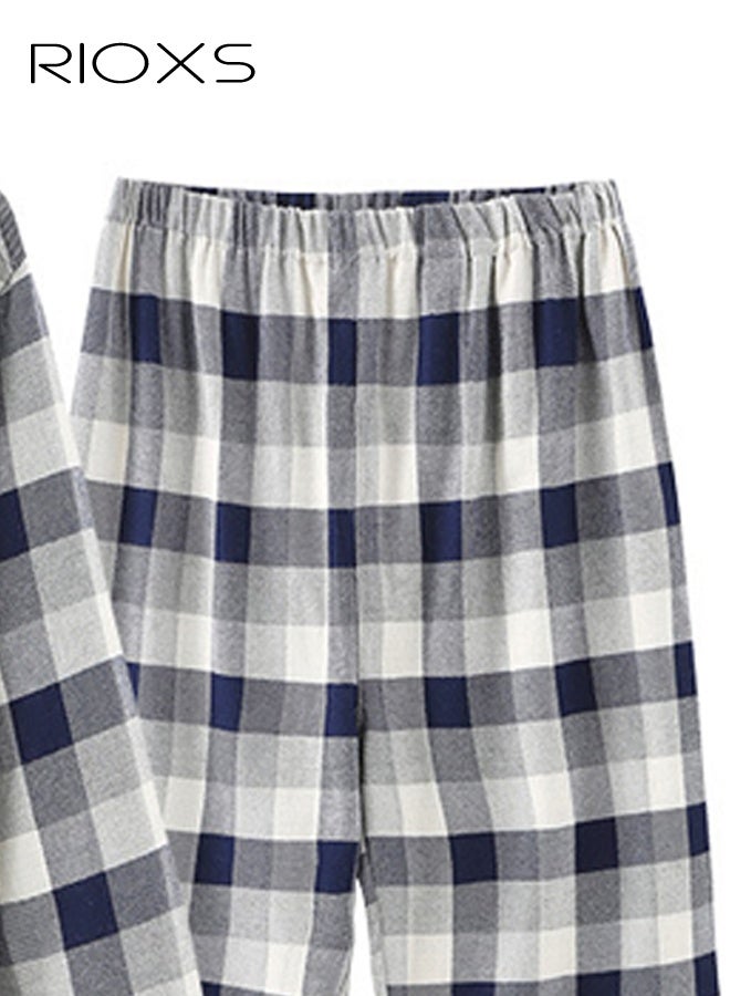 ريوكس طقم بيجامة رجالي بياقة مربعة، أكمام قصيرة وشورت، ملابس نوم بأزرار، طقم بيجامة قطني فاخر للرجال، ملابس منزلية خفيفة الوزن ومسامية مع جيب على الصدر، ملابس منزلية مريحة للصيف - Image 4