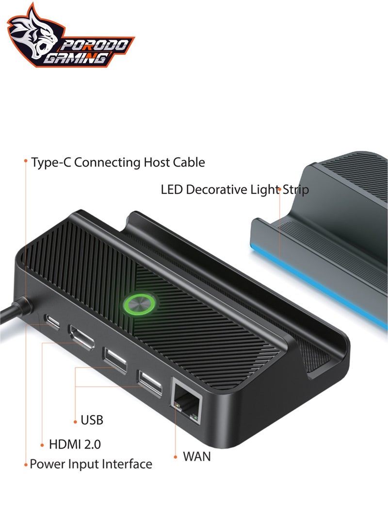 porodo Gaming Steam Deck Hub with WLAN PD 100W - Black  - Image 2