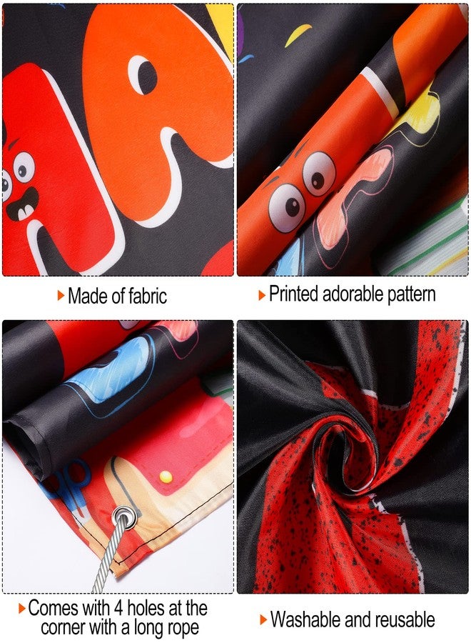 MASHAN Happy 100 Days of School Banner Decoration,100th Day of School Backdrop Photography Background for Kids Student Kindergarten Preschool Primary School 100th Day Party Favor Supplies, 43x73inch,Black - Image 3