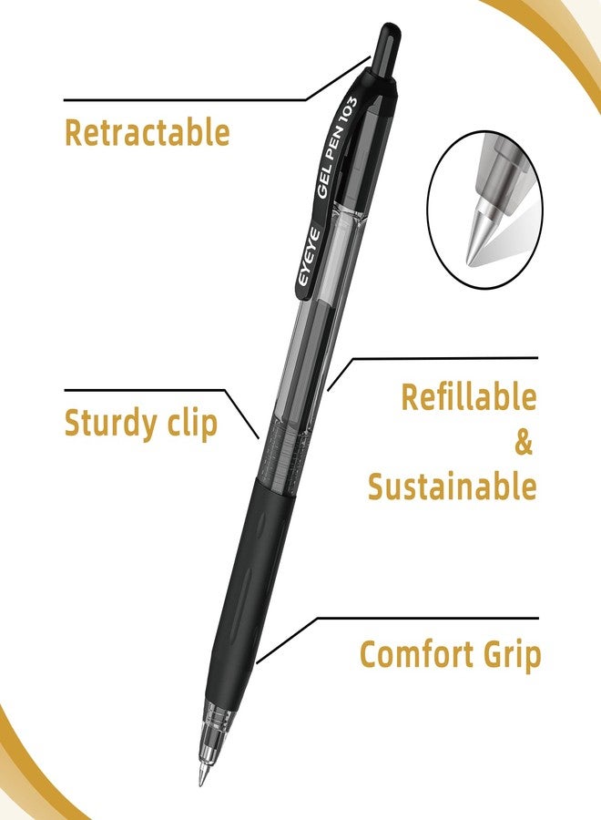 EYEYE G-103 Retractable Gel Pens Black 0.5mm, 25 Pack Extra Fine Point Gel Ink Pens Quick Drying, 0.5 mm Fine Piont Ballpoint Pen Smooth Writing for Office School Supplies - Image 3