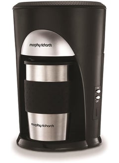 Richards Coffee On The Go Filter Coffee Machine 162740 Black And Brushed Stainless Steel Coffee Maker, Black Brushed Steel