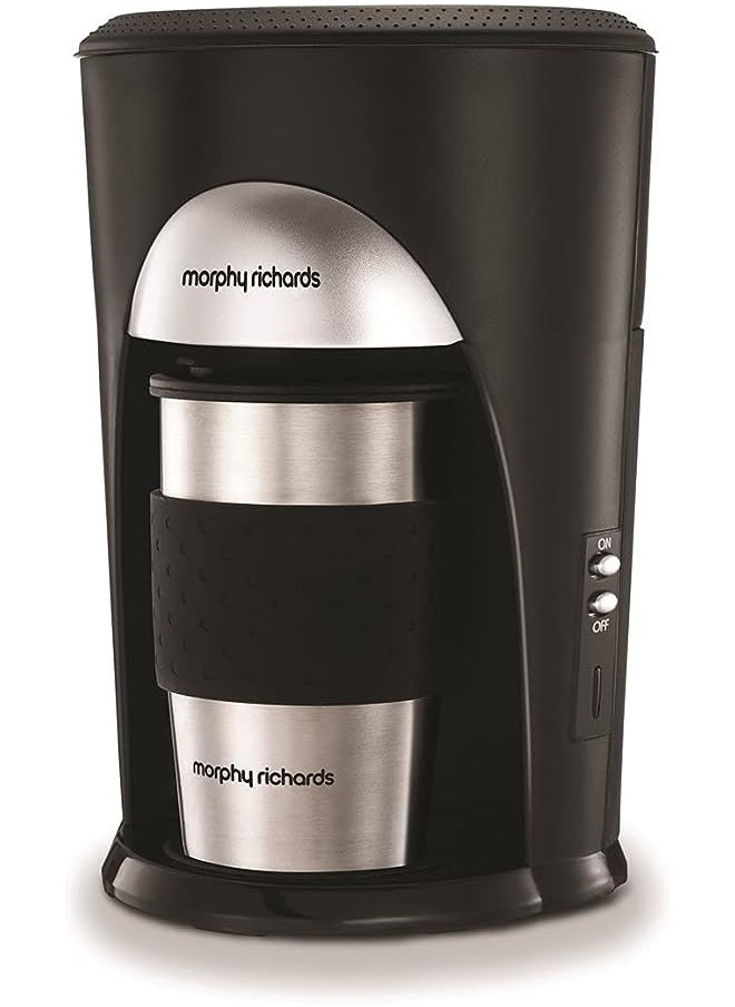 morphy richards - Richards Coffee On The Go Filter Coffee Machine 162740 Black And Brushed Stainless Steel Coffee Maker, Black Brushed Steel - Image 1
