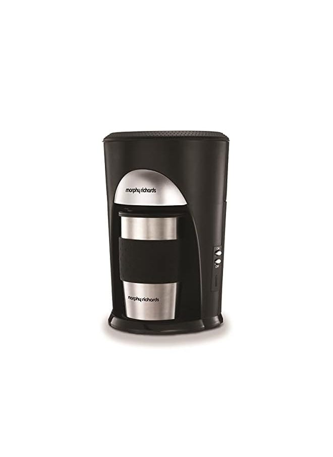 morphy richards - Richards Coffee On The Go Filter Coffee Machine 162740 Black And Brushed Stainless Steel Coffee Maker, Black Brushed Steel - Image 1