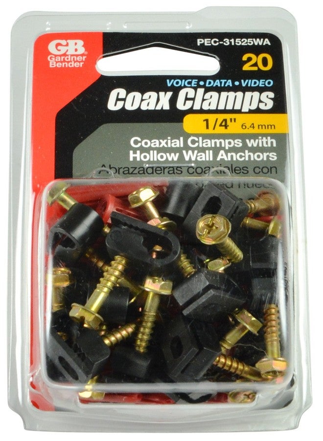 غاردنر بيندر مشبك كابلات Gardner Bender PEC-31525WA، مشبك كابلات محورية، لتأمين كابلات RG-59 وRG-6 المحورية، مقاس 1/4 بوصة، أسود - Image 3