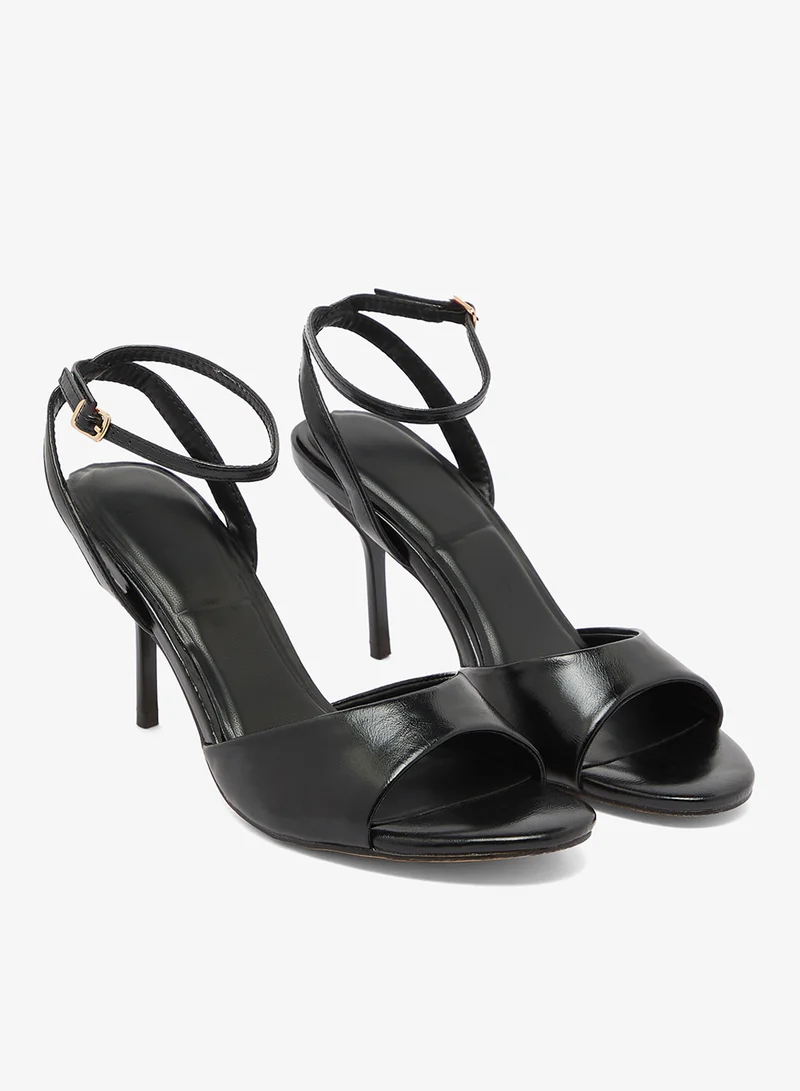 Truffle Black pu High Heel Classic Sandals for Women | Best Price UAE