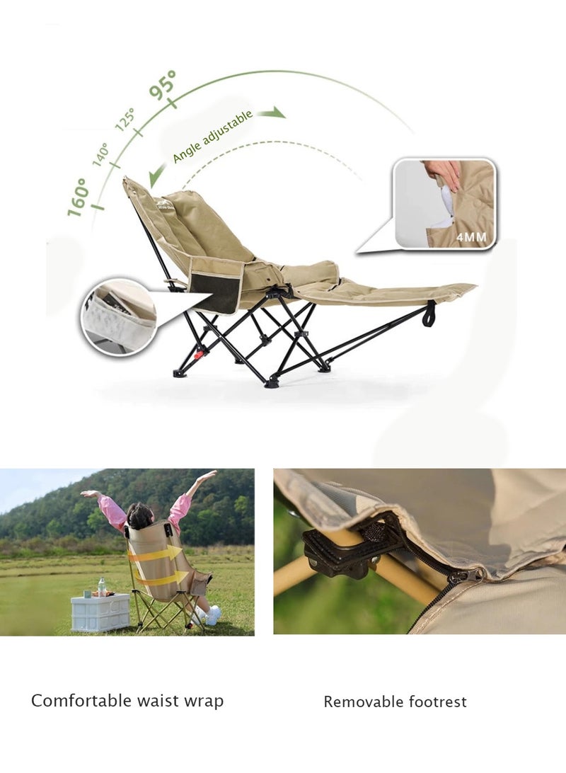 مس تيارا كرسي قابل للطي، كرسي تخييم محمول ومريح، كرسي قابل للطي متعدد الوظائف، قابل للتعديل، كرسي قابل للطي للنزهات الخارجية والسفر، كرسي بذراعين خارجي مع جيوب تخزين جانبية، كرسي صيد، مثالي للتخييم والرياضة والهواء الطلق والعشب والمشي لمسافات طويلة - Image 4