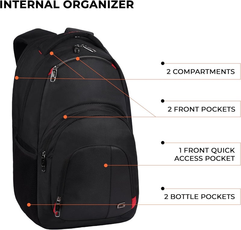 Gear Climber 35L Large Water Resistant Business Laptop Backpack/Office Bag for Men/Women(Black) - Image 3