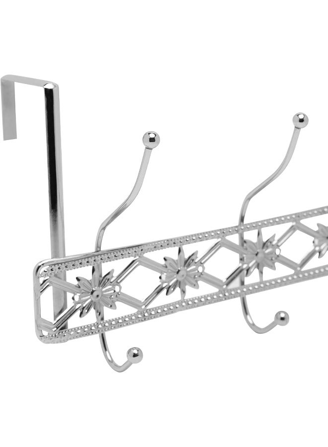 Over The Door Hook | Coat Rack and Movable Clothes Rack with 6 Hooks for Hanging | Heavy Duty Aluminum Door Organizer for Towels, Clothes, Hats, Bags, Behind Bathroom Door - Image 3