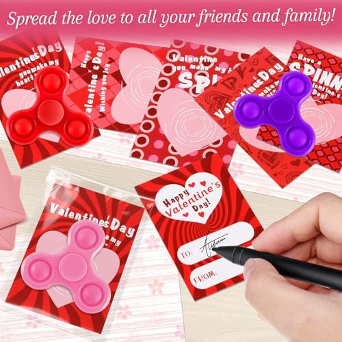 TATWOQ 24 PCS Mini Fidget Spinner Toys with Cards Bulk Stress Fidget Toys for Kids Classroom Treasure Box Birthday Party Favors Goodie Bag Stuffers Carnival Prize 3 Colors - Image 5