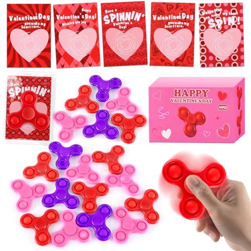 TATWOQ 24 PCS Mini Fidget Spinner Toys with Cards Bulk Stress Fidget Toys for Kids Classroom Treasure Box Birthday Party Favors Goodie Bag Stuffers Carnival Prize 3 Colors - Image 1