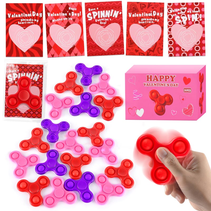 TATWOQ 24 PCS Mini Fidget Spinner Toys with Cards Bulk Stress Fidget Toys for Kids Classroom Treasure Box Birthday Party Favors Goodie Bag Stuffers Carnival Prize 3 Colors - Image 3