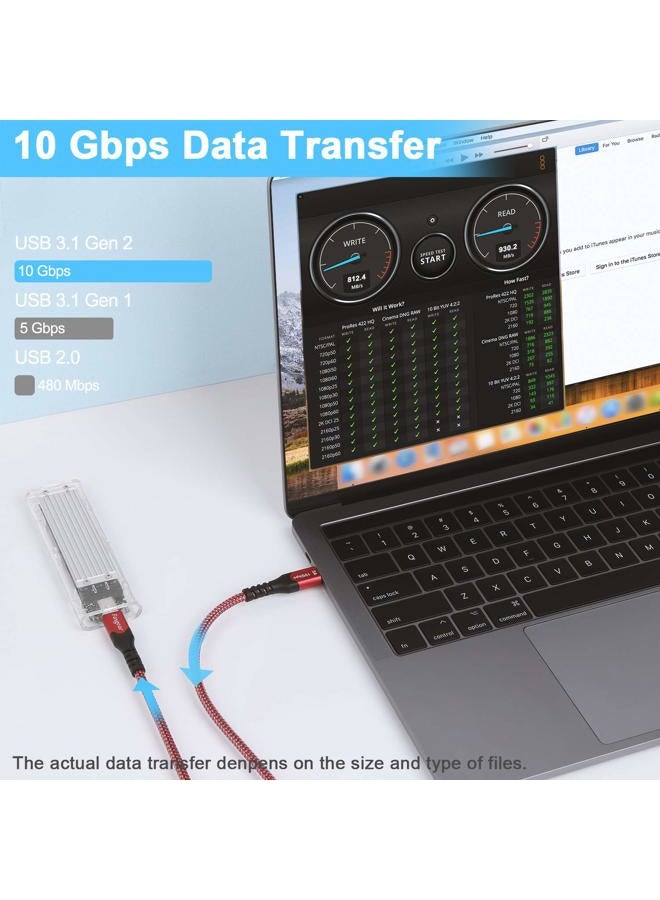 Fasgear USB C to Type C Cable, 1 Pack USB 3.1 Type C Gen 2 Fast Charge Cable, 100W 20V/5A Power Delivery, 10Gbps Data Transfer, 4K@60Hz Video Output, Compatible for Type-C Device (1.6ft, Red) - Image 2