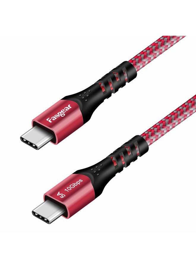 Fasgear USB C to Type C Cable, 1 Pack USB 3.1 Type C Gen 2 Fast Charge Cable, 100W 20V/5A Power Delivery, 10Gbps Data Transfer, 4K@60Hz Video Output, Compatible for Type-C Device (1.6ft, Red) - Image 1
