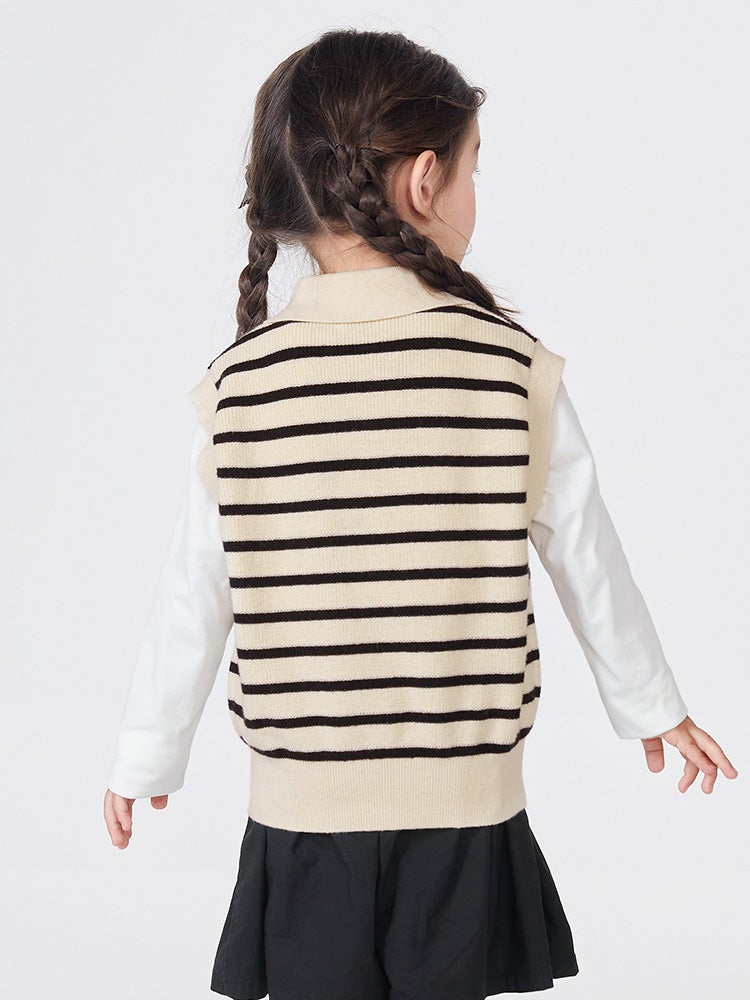 Balabala Girls' Striped Knitted Vest - Image 3