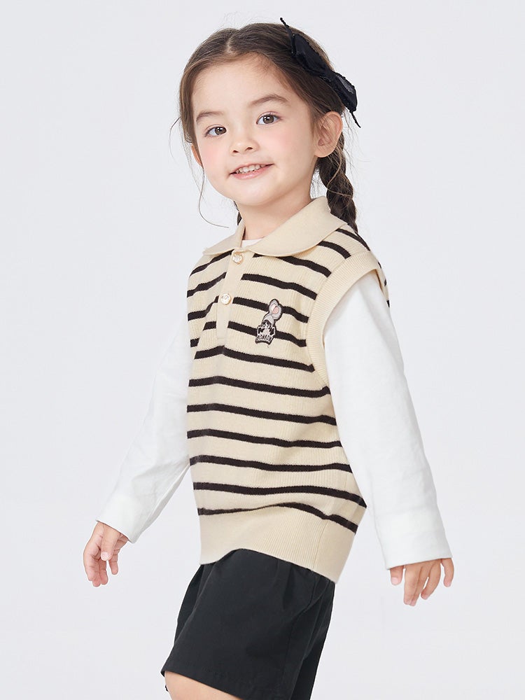 Balabala Girls' Striped Knitted Vest - Image 2