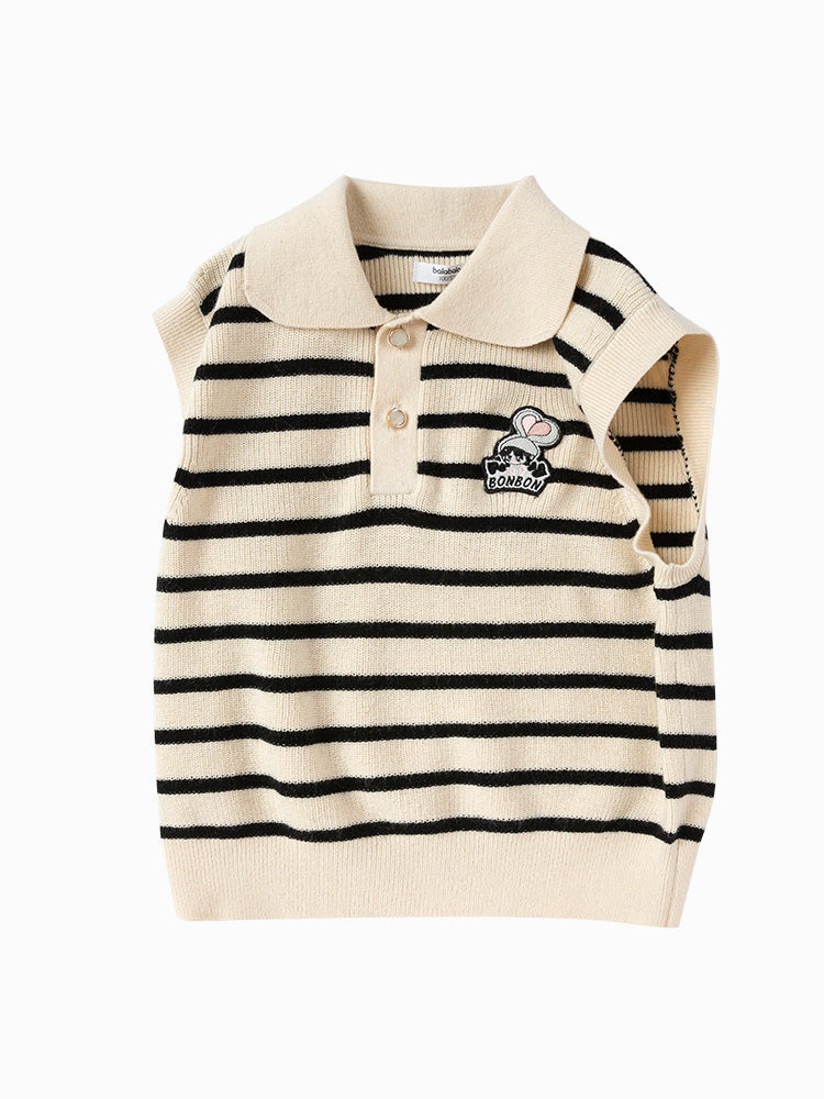 Balabala Girls' Striped Knitted Vest - Image 4