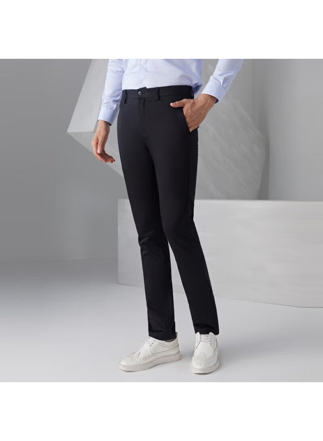 Youngor Men's Pants Autumn Winter Youth Business Casual Loose Fit Trousers Black 180/94a - Image 1