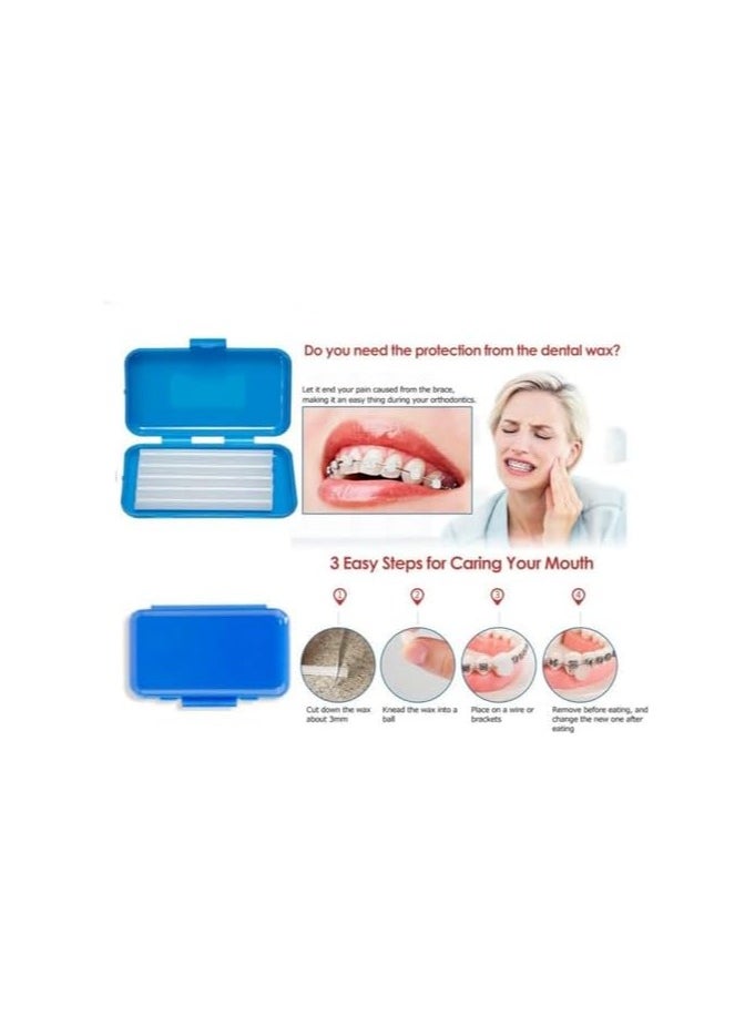 BuyDental - 8Pcs Dental Teeth Orthodontic Kits Oral Cleaning Care Whitening Tool Suit Interdental Brush Floss Thread Wax Mirror (Blue) - Image 1