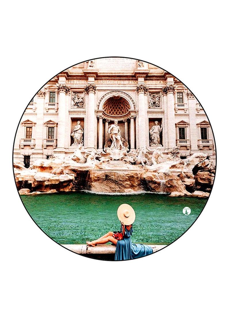 RKN Woman Printed Mouse Pad  Round  Multicolour