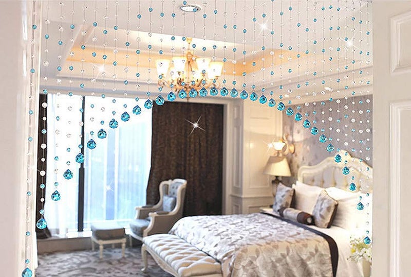 PINDIA Fancy Bead Hanging Curtain (10 Strings - Aqua) - Image 1