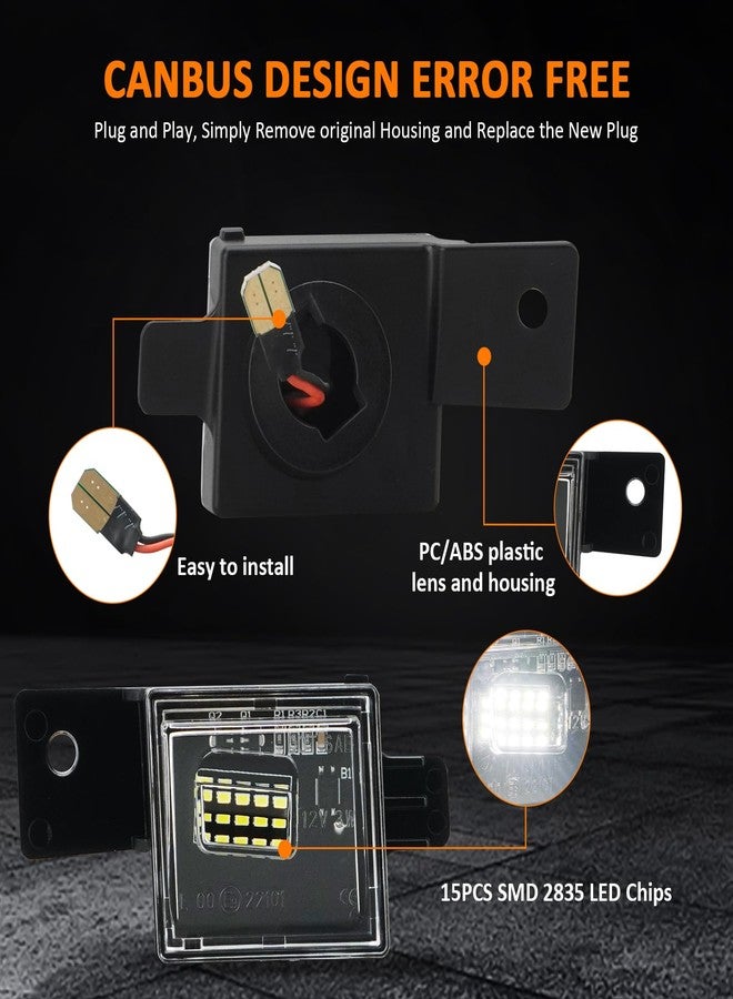 Bestview LED License Plate Lights Tag Lamp Assembly with Socket Wire Harness for 2014-2021 Chevy Silverado GMC Sierra 1500 2500HD 3500HD Colorado Canyon Pickup Truck Rear License Plate Lamp,Pack of 2 - Image 5