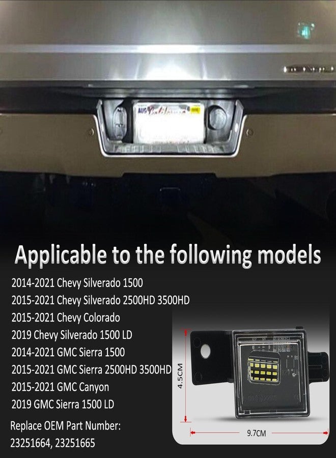 Bestview LED License Plate Lights Tag Lamp Assembly with Socket Wire Harness for 2014-2021 Chevy Silverado GMC Sierra 1500 2500HD 3500HD Colorado Canyon Pickup Truck Rear License Plate Lamp,Pack of 2 - Image 3