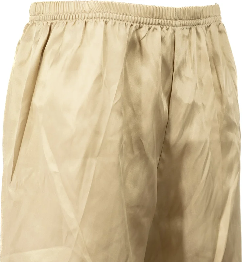 Oppland Men's Satin Fabric Shorts Solid Color Elastic Waist No Pocket Lightweight Fabric