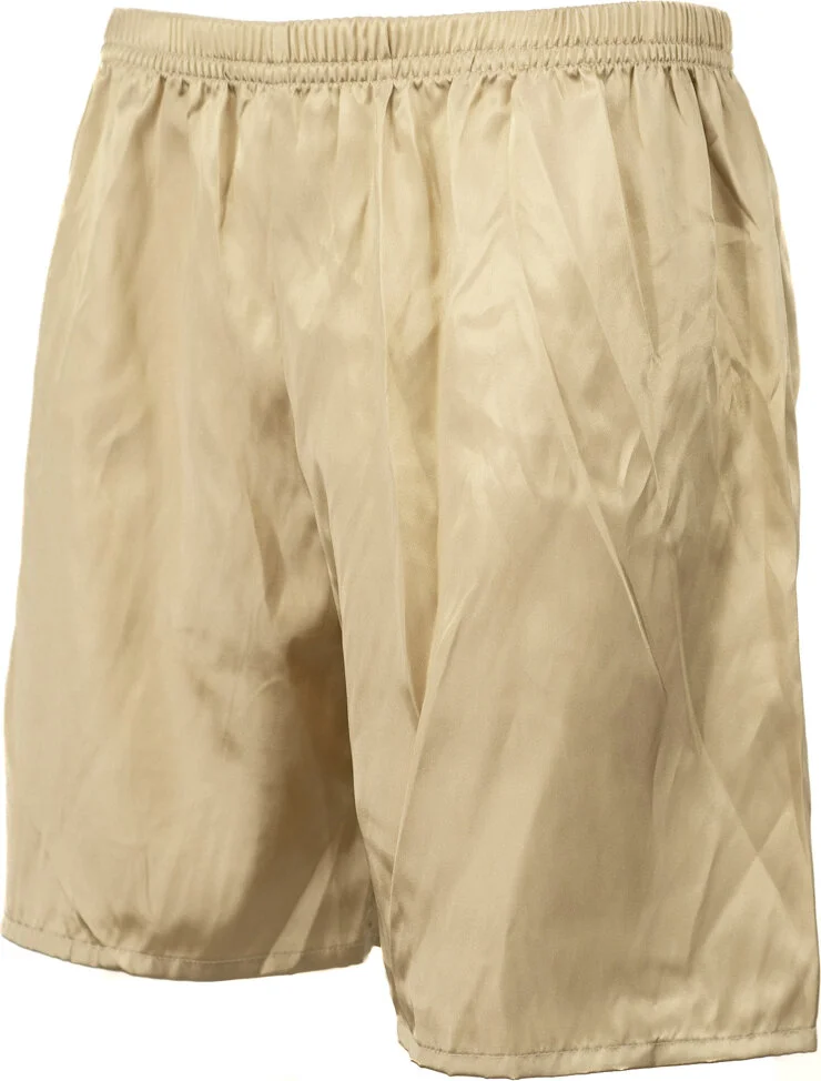 Oppland Men's Satin Fabric Shorts Solid Color Elastic Waist No Pocket Lightweight Fabric