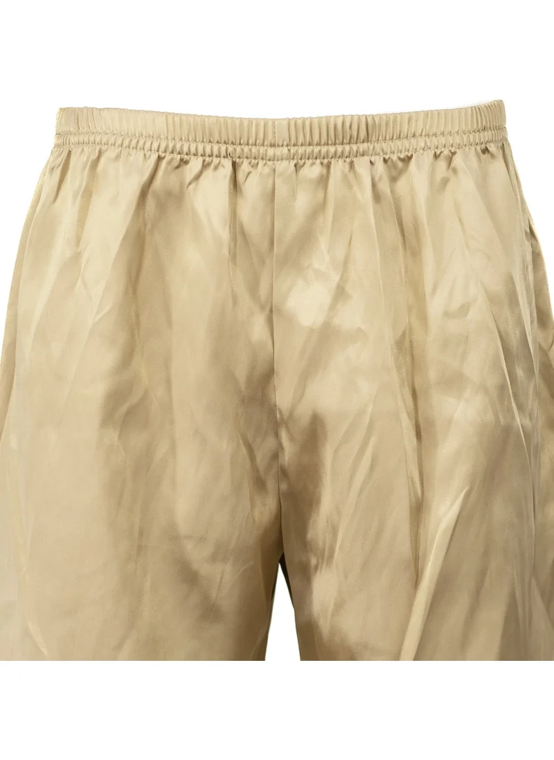 Oppland Men's Satin Fabric Shorts Solid Color Elastic Waist No Pocket Lightweight Fabric