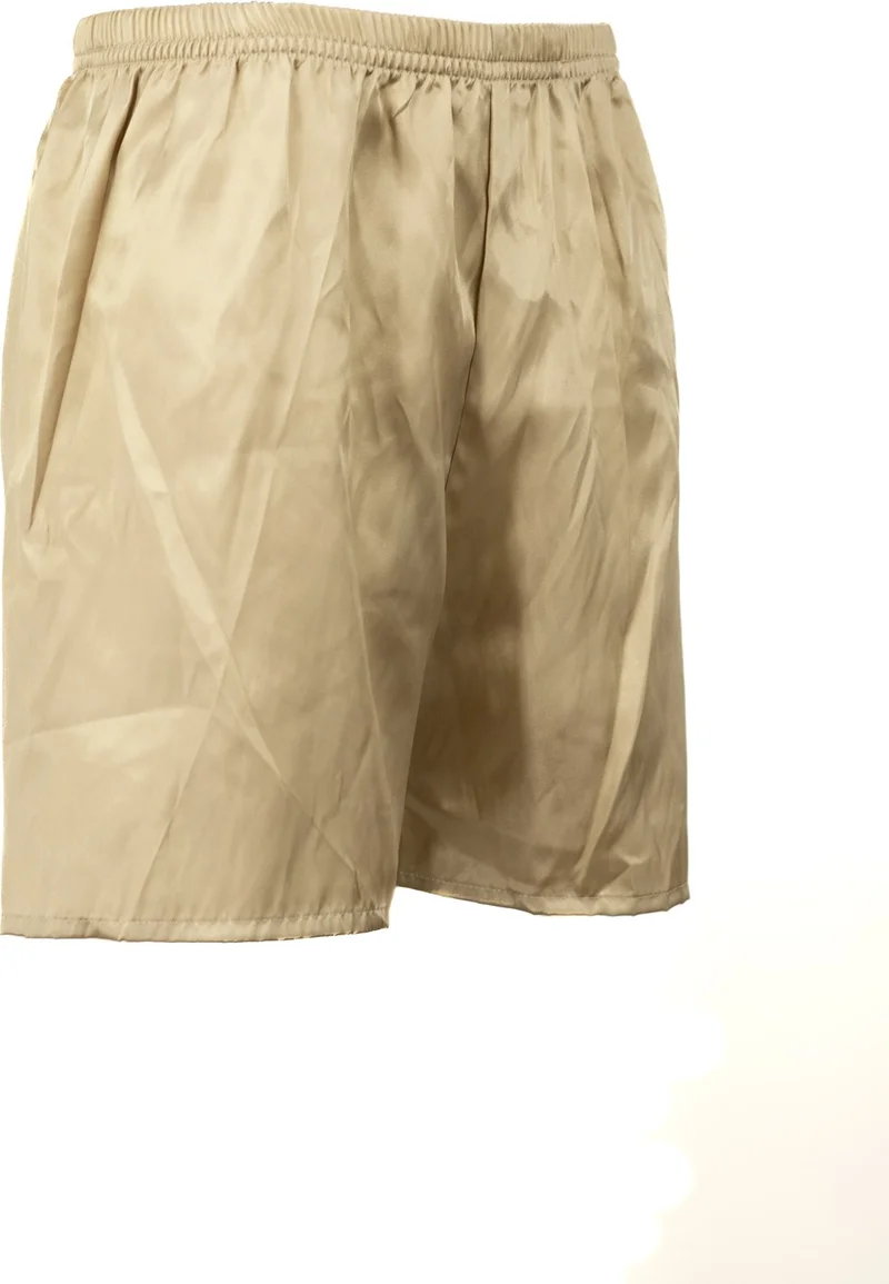 Oppland Men's Satin Fabric Shorts Solid Color Elastic Waist No Pocket Lightweight Fabric