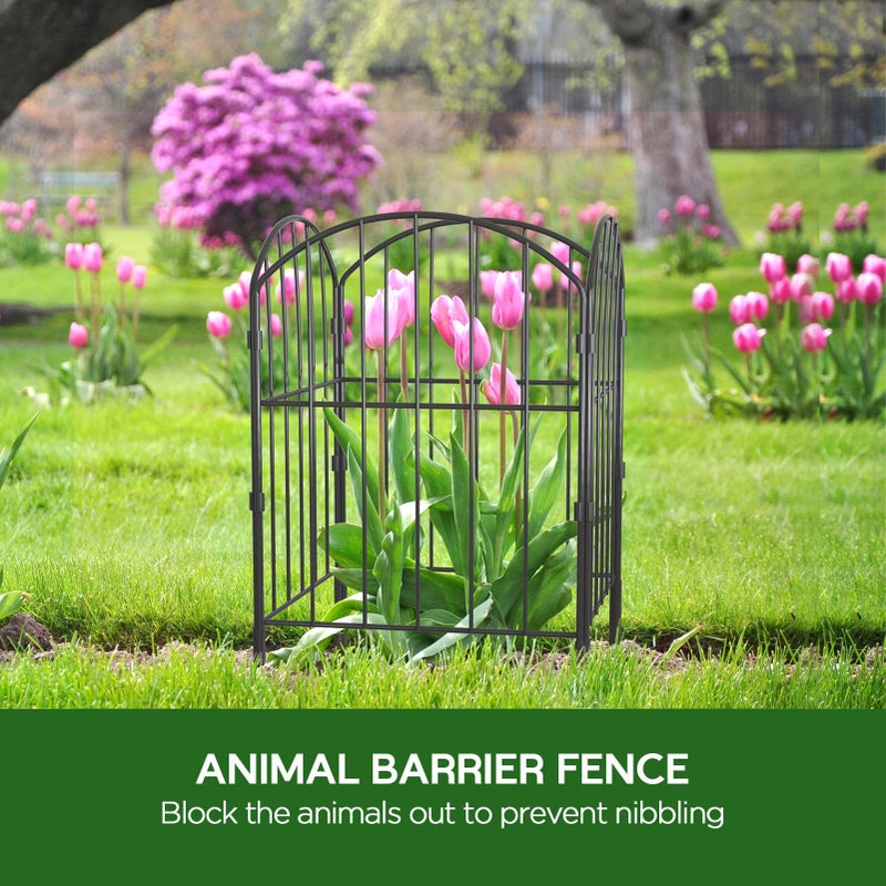 Goovilla Garden Fence, Total 10ft(L) x 24in(H) Garden Fencing Animal Barrier, 10 Pcs Rustproof Metal Fence Panels, Black No Dig Fence, Decorative Garden Fences and Borders for Dogs, Flower Bed, Patio - Image 4