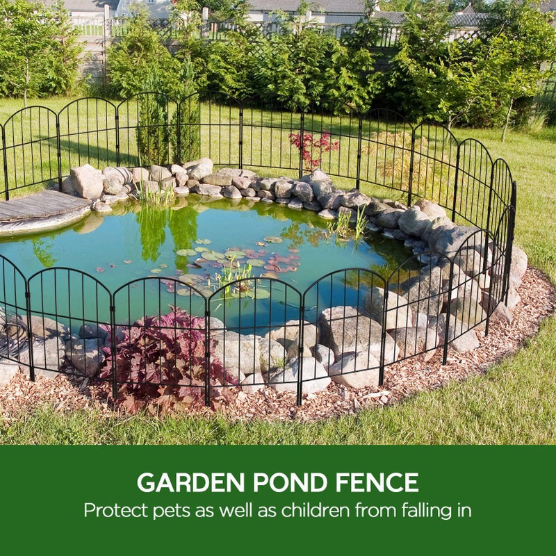 Goovilla Garden Fence, Total 10ft(L) x 24in(H) Garden Fencing Animal Barrier, 10 Pcs Rustproof Metal Fence Panels, Black No Dig Fence, Decorative Garden Fences and Borders for Dogs, Flower Bed, Patio - Image 3