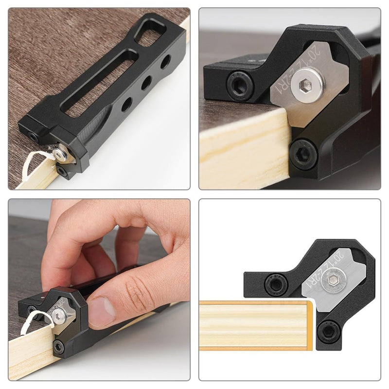 Edge Banding Trimmer And Chamfer Plane For Woodworking Wood Trimmer Wooden Handle Yellow Deburring Tool With Corner Scraper For Furniture Edge Veneer Board - Image 5