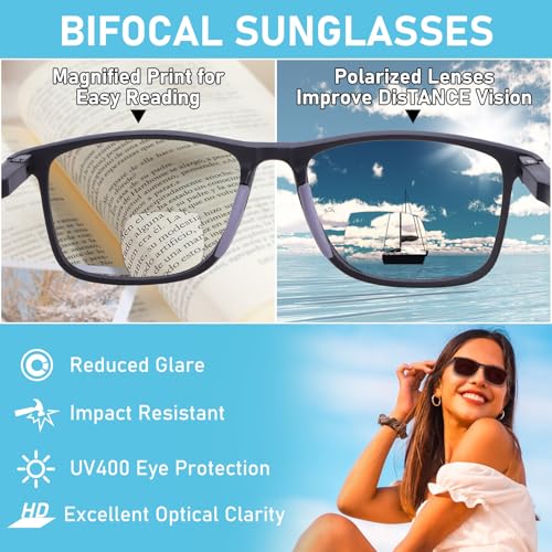 BLOEXCLU Bifocal Reading Sunglasses for Men UV400 Protection Outdoor Bifocals Sun Readers Men Women Reading Glasses (4 Mixed A, 2, Diopters) - Image 5
