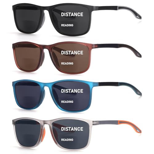 BLOEXCLU Bifocal Reading Sunglasses for Men UV400 Protection Outdoor Bifocals Sun Readers Men Women Reading Glasses (4 Mixed A, 2, Diopters) - Image 1